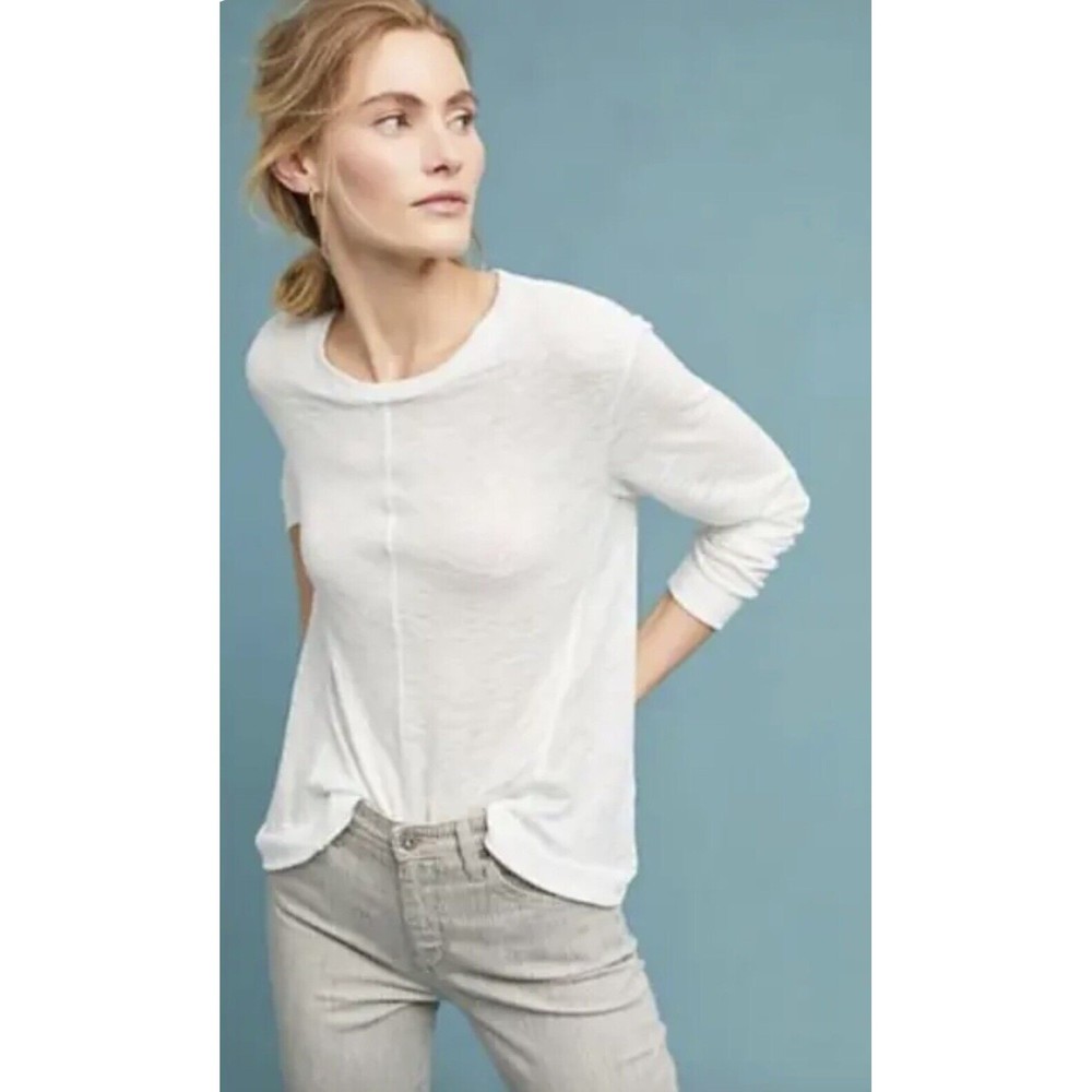 Anthropologie Sleep Till Noon Breezy Sunday Tunic Top M Moss Green Long Sleeve - Picture 10 of 10